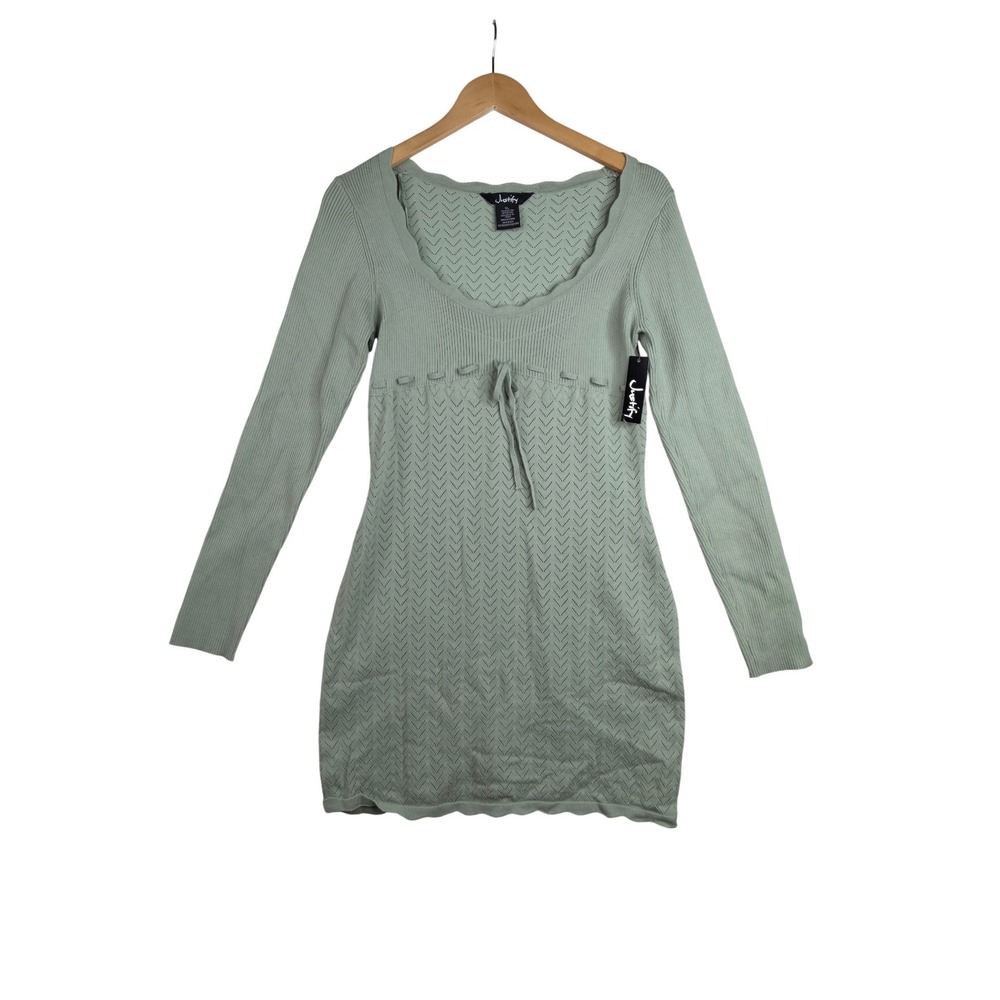 NWT Justify Knit Babydoll Mini Long Sleeve Dress size XL Green